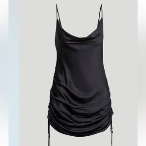 Wilfred Aritzia Black Only Runched Slip Dress